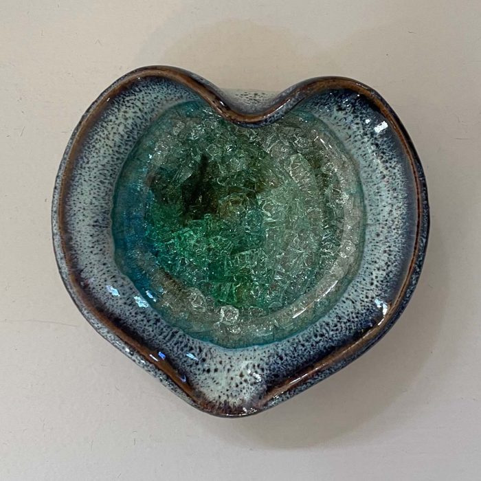 Down to Earth heart shape miniature pottery treasure dish